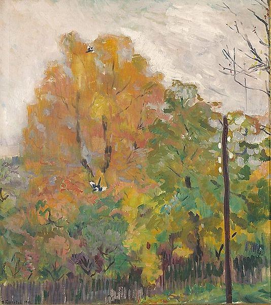 Bernhard Folkestad Deciduous trees in fall suit with cuts Germany oil painting art
